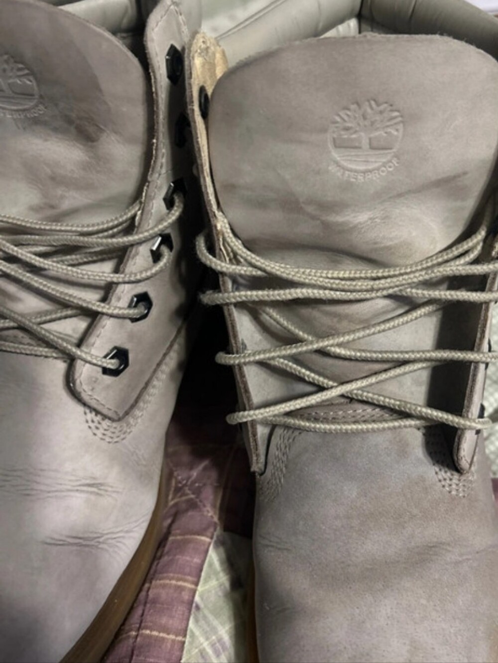 Timberland Taupe Leather Waterproof Lace-Up Boots